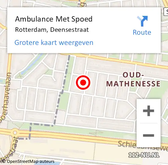 Locatie op kaart van de 112 melding: Ambulance Met Spoed Naar Rotterdam, Deensestraat op 3 april 2024 22:04