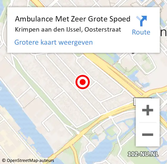 Locatie op kaart van de 112 melding: Ambulance Met Zeer Grote Spoed Naar Krimpen aan den IJssel, Oosterstraat op 3 april 2024 22:11