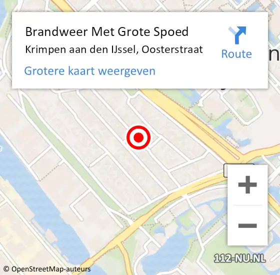 Locatie op kaart van de 112 melding: Brandweer Met Grote Spoed Naar Krimpen aan den IJssel, Oosterstraat op 3 april 2024 22:11