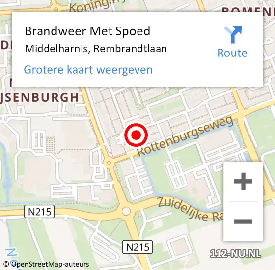 Locatie op kaart van de 112 melding: Brandweer Met Spoed Naar Middelharnis, Rembrandtlaan op 3 april 2024 22:56
