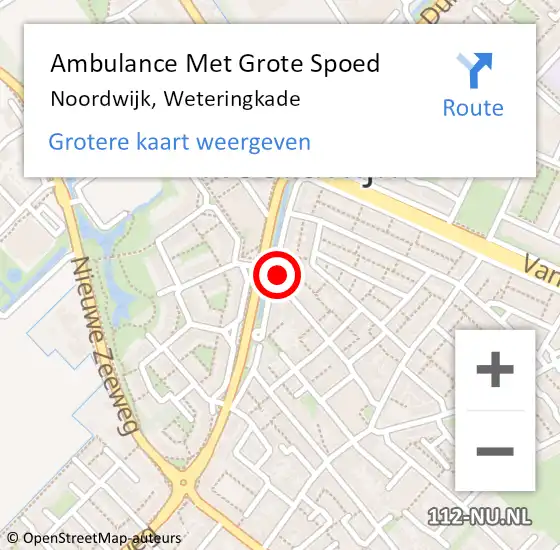 Locatie op kaart van de 112 melding: Ambulance Met Grote Spoed Naar Noordwijk, Weteringkade op 3 april 2024 23:15