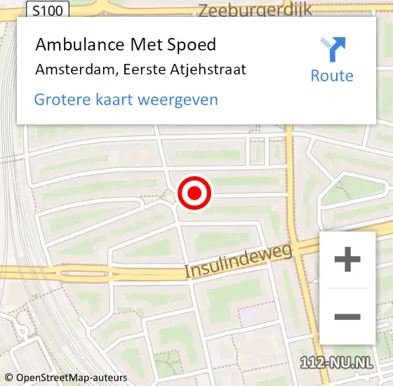 Locatie op kaart van de 112 melding: Ambulance Met Spoed Naar Amsterdam, Eerste Atjehstraat op 3 april 2024 23:17