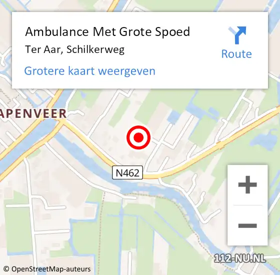 Locatie op kaart van de 112 melding: Ambulance Met Grote Spoed Naar Ter Aar, Schilkerweg op 3 april 2024 23:40