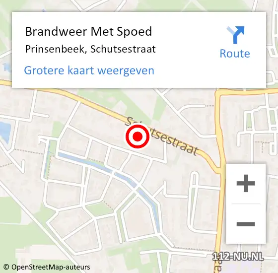 Locatie op kaart van de 112 melding: Brandweer Met Spoed Naar Prinsenbeek, Schutsestraat op 3 april 2024 23:55