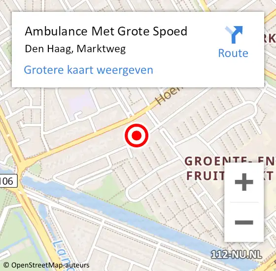 Locatie op kaart van de 112 melding: Ambulance Met Grote Spoed Naar Den Haag, Marktweg op 4 april 2024 00:12