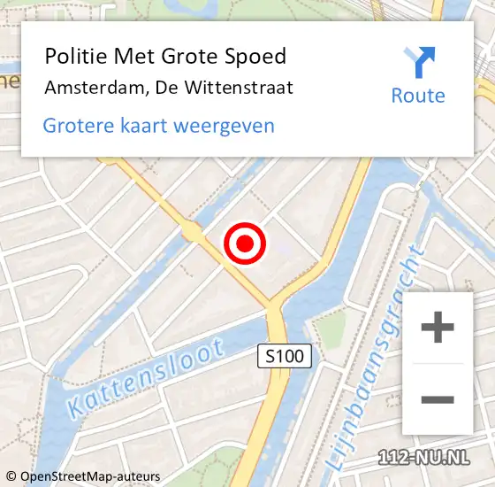 Locatie op kaart van de 112 melding: Politie Met Grote Spoed Naar Amsterdam, De Wittenstraat op 4 april 2024 01:07
