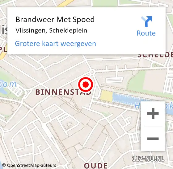 Locatie op kaart van de 112 melding: Brandweer Met Spoed Naar Vlissingen, Scheldeplein op 4 april 2024 01:31