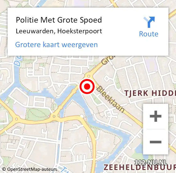 Locatie op kaart van de 112 melding: Politie Met Grote Spoed Naar Leeuwarden, Hoeksterpoort op 4 april 2024 02:04