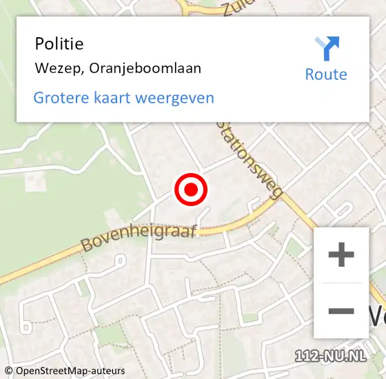 Locatie op kaart van de 112 melding: Politie Wezep, Oranjeboomlaan op 4 april 2024 03:16