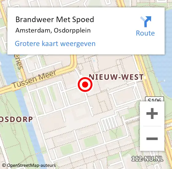 Locatie op kaart van de 112 melding: Brandweer Met Spoed Naar Amsterdam, Osdorpplein op 4 april 2024 05:41
