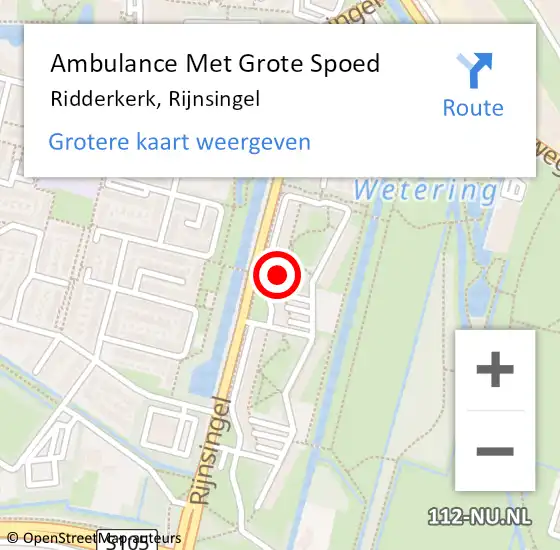 Locatie op kaart van de 112 melding: Ambulance Met Grote Spoed Naar Ridderkerk, Rijnsingel op 4 april 2024 06:52