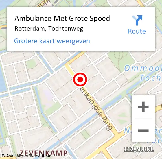 Locatie op kaart van de 112 melding: Ambulance Met Grote Spoed Naar Rotterdam, Tochtenweg op 4 april 2024 07:25