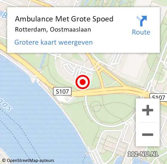 Locatie op kaart van de 112 melding: Ambulance Met Grote Spoed Naar Rotterdam, Oostmaaslaan op 4 april 2024 08:04