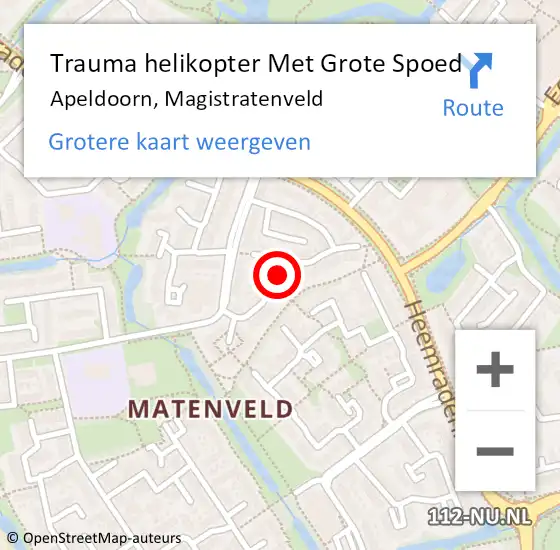 Locatie op kaart van de 112 melding: Trauma helikopter Met Grote Spoed Naar Apeldoorn, Magistratenveld op 4 april 2024 08:05
