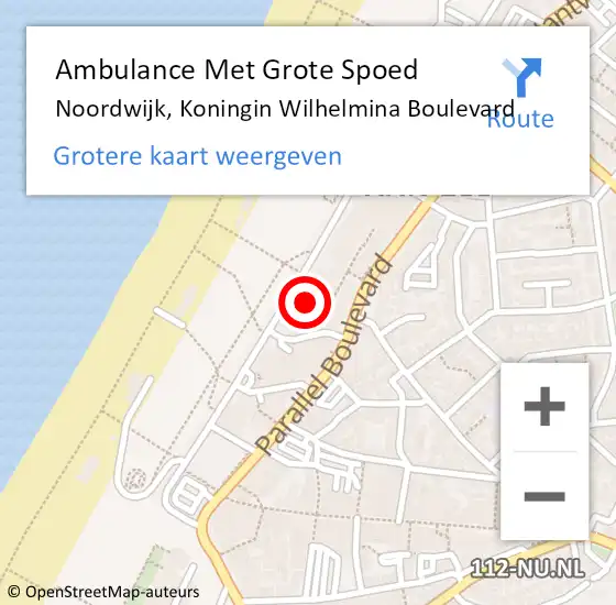 Locatie op kaart van de 112 melding: Ambulance Met Grote Spoed Naar Noordwijk, Koningin Wilhelmina Boulevard op 4 april 2024 08:08
