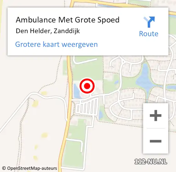 Locatie op kaart van de 112 melding: Ambulance Met Grote Spoed Naar Den Helder, Zanddijk op 4 april 2024 08:24