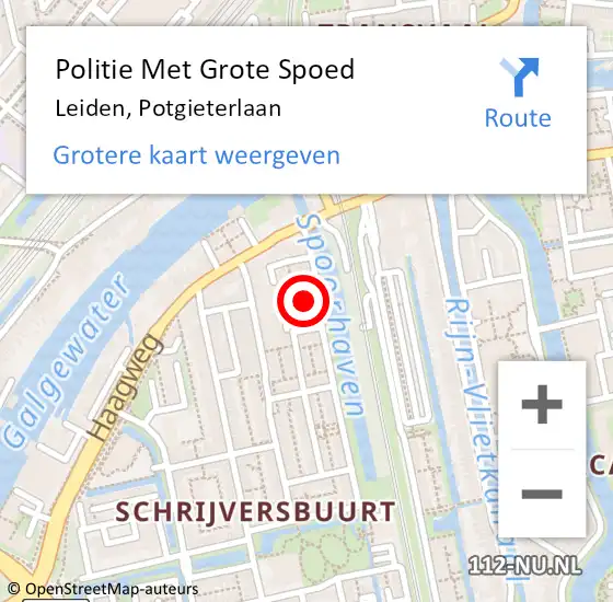 Locatie op kaart van de 112 melding: Politie Met Grote Spoed Naar Leiden, Potgieterlaan op 4 april 2024 08:29