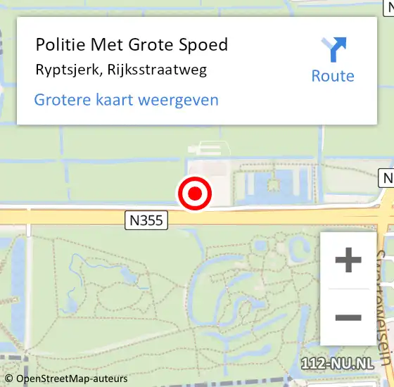Locatie op kaart van de 112 melding: Politie Met Grote Spoed Naar Ryptsjerk, Rijksstraatweg op 4 april 2024 09:00