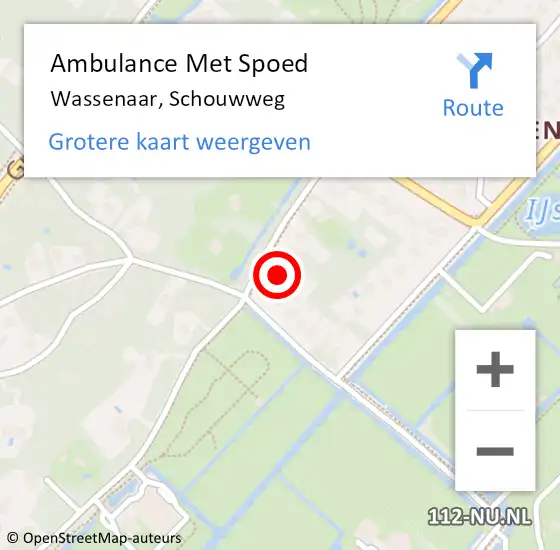 Locatie op kaart van de 112 melding: Ambulance Met Spoed Naar Wassenaar, Schouwweg op 4 april 2024 09:12