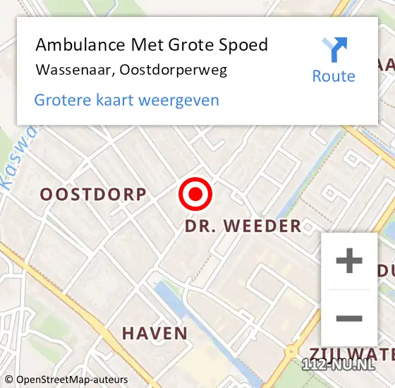 Locatie op kaart van de 112 melding: Ambulance Met Grote Spoed Naar Wassenaar, Oostdorperweg op 4 april 2024 09:43