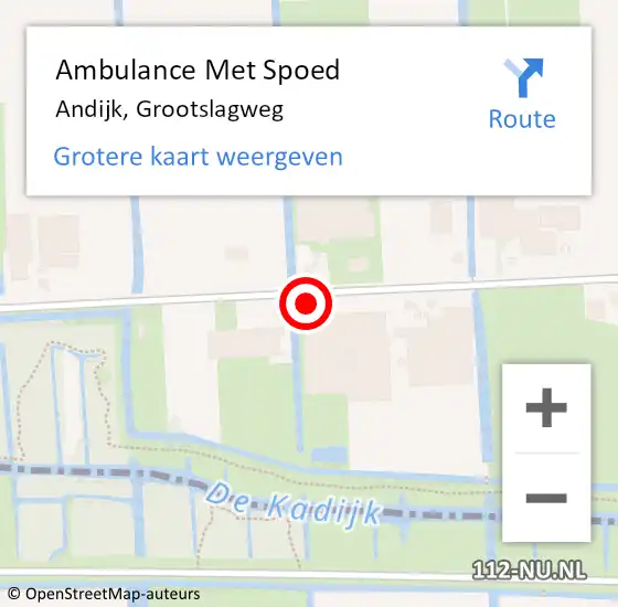 Locatie op kaart van de 112 melding: Ambulance Met Spoed Naar Andijk, Grootslagweg op 4 april 2024 09:53