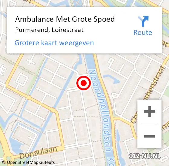 Locatie op kaart van de 112 melding: Ambulance Met Grote Spoed Naar Purmerend, Loirestraat op 4 april 2024 10:01