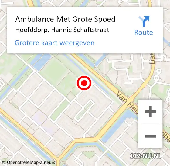 Locatie op kaart van de 112 melding: Ambulance Met Grote Spoed Naar Hoofddorp, Hannie Schaftstraat op 4 april 2024 10:20