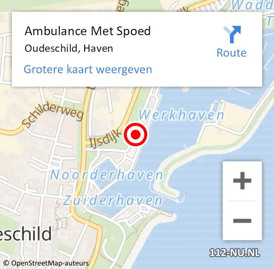 Locatie op kaart van de 112 melding: Ambulance Met Spoed Naar Oudeschild, Haven op 4 april 2024 10:43