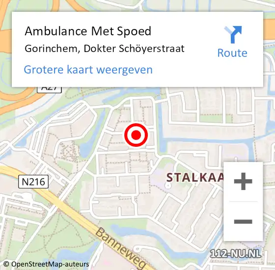 Locatie op kaart van de 112 melding: Ambulance Met Spoed Naar Gorinchem, Dokter Schöyerstraat op 4 april 2024 12:00