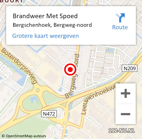 Locatie op kaart van de 112 melding: Brandweer Met Spoed Naar Bergschenhoek, Bergweg-noord op 4 april 2024 12:03