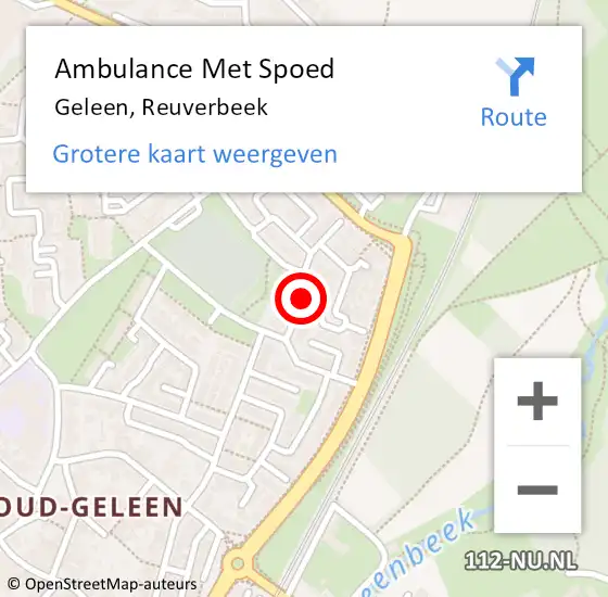 Locatie op kaart van de 112 melding: Ambulance Met Spoed Naar Geleen, Reuverbeek op 1 oktober 2014 11:24