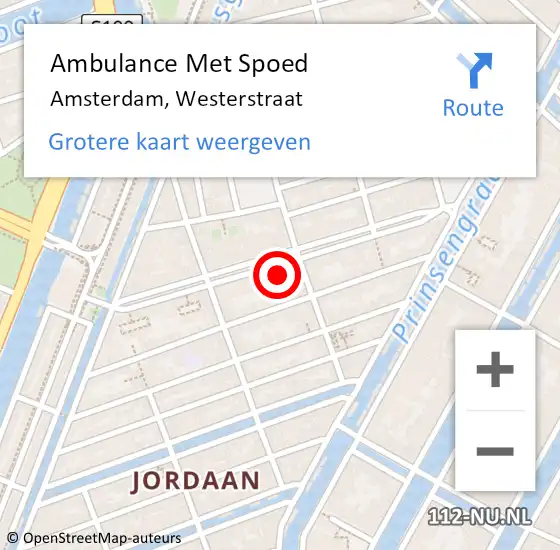 Locatie op kaart van de 112 melding: Ambulance Met Spoed Naar Amsterdam, Westerstraat op 4 april 2024 12:50