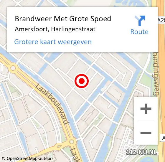 Locatie op kaart van de 112 melding: Brandweer Met Grote Spoed Naar Amersfoort, Harlingenstraat op 4 april 2024 13:20