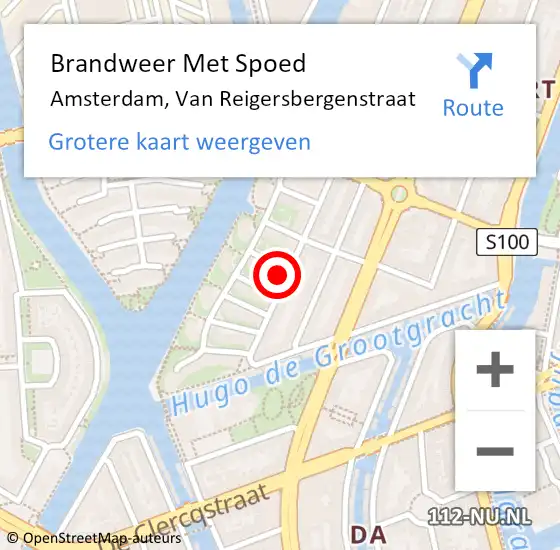 Locatie op kaart van de 112 melding: Brandweer Met Spoed Naar Amsterdam, Van Reigersbergenstraat op 4 april 2024 13:35