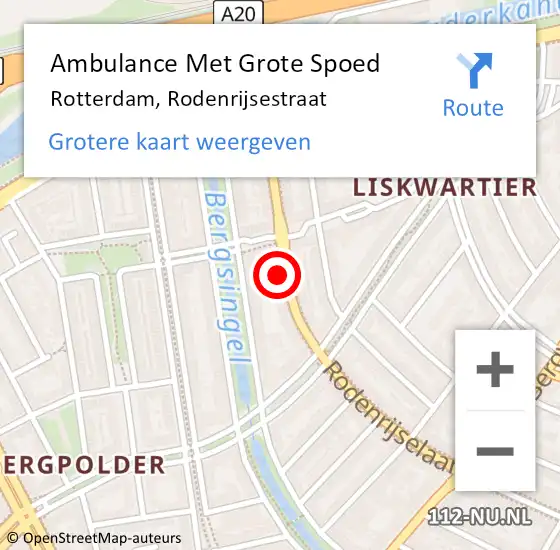 Locatie op kaart van de 112 melding: Ambulance Met Grote Spoed Naar Rotterdam, Rodenrijsestraat op 4 april 2024 13:41