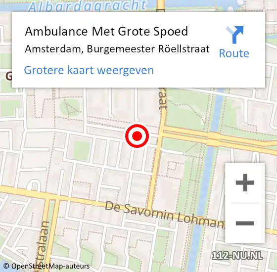Locatie op kaart van de 112 melding: Ambulance Met Grote Spoed Naar Amsterdam, Burgemeester Röellstraat op 4 april 2024 14:14