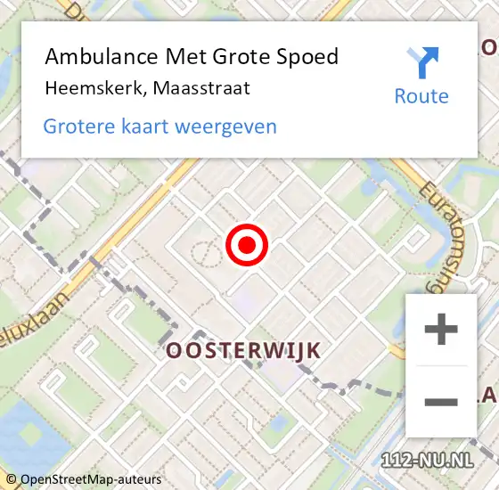 Locatie op kaart van de 112 melding: Ambulance Met Grote Spoed Naar Heemskerk, Maasstraat op 4 april 2024 14:15