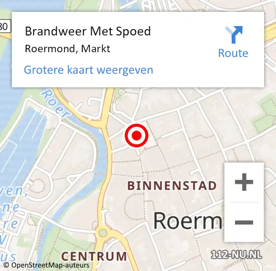 Locatie op kaart van de 112 melding: Brandweer Met Spoed Naar Roermond, Markt op 4 april 2024 14:27