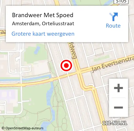 Locatie op kaart van de 112 melding: Brandweer Met Spoed Naar Amsterdam, Orteliusstraat op 4 april 2024 14:35