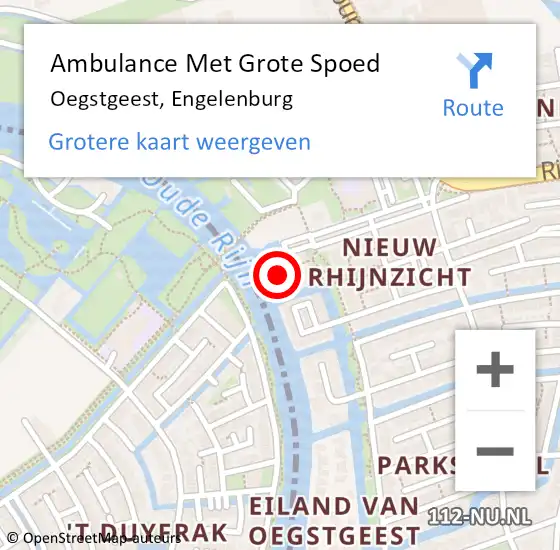 Locatie op kaart van de 112 melding: Ambulance Met Grote Spoed Naar Oegstgeest, Engelenburg op 4 april 2024 14:54