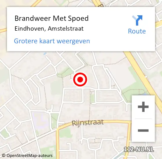 Locatie op kaart van de 112 melding: Brandweer Met Spoed Naar Eindhoven, Amstelstraat op 4 april 2024 15:03