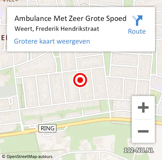 Locatie op kaart van de 112 melding: Ambulance Met Zeer Grote Spoed Naar Weert, Frederik Hendrikstraat op 4 april 2024 15:09