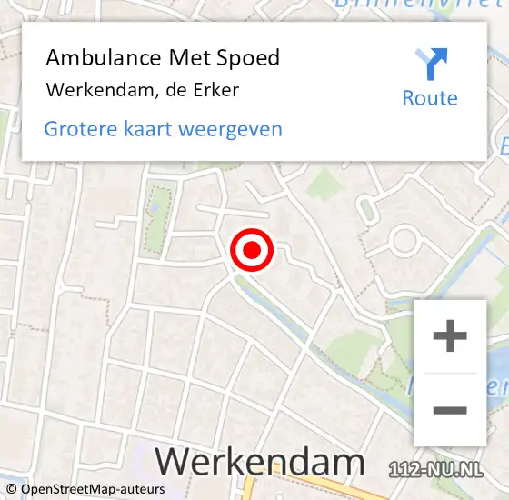 Locatie op kaart van de 112 melding: Ambulance Met Spoed Naar Werkendam, de Erker op 4 april 2024 15:13