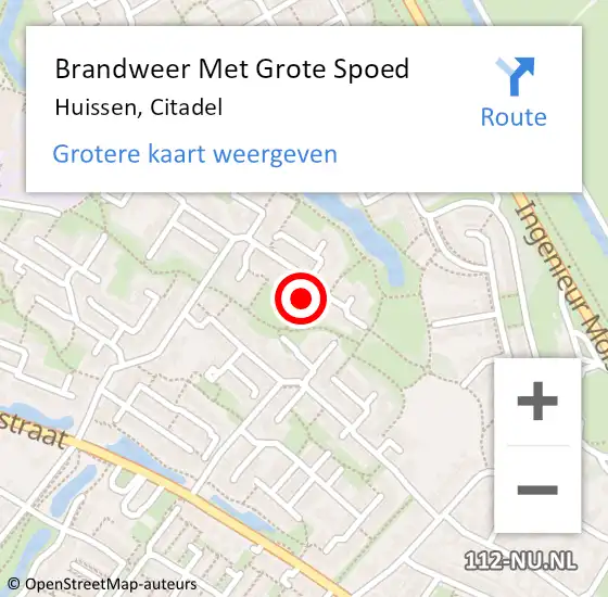 Locatie op kaart van de 112 melding: Brandweer Met Grote Spoed Naar Huissen, Citadel op 4 april 2024 15:16