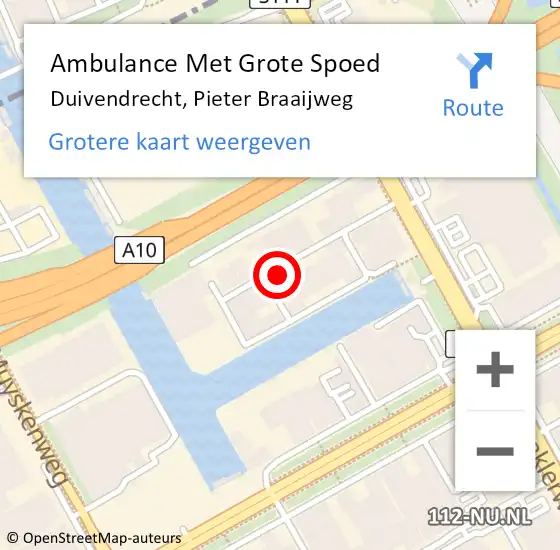 Locatie op kaart van de 112 melding: Ambulance Met Grote Spoed Naar Duivendrecht, Pieter Braaijweg op 4 april 2024 15:25