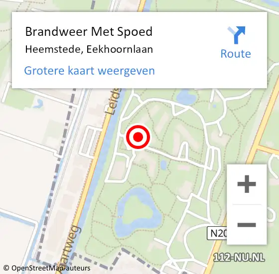 Locatie op kaart van de 112 melding: Brandweer Met Spoed Naar Heemstede, Eekhoornlaan op 4 april 2024 15:32