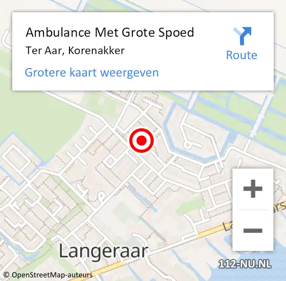 Locatie op kaart van de 112 melding: Ambulance Met Grote Spoed Naar Ter Aar, Korenakker op 4 april 2024 15:51