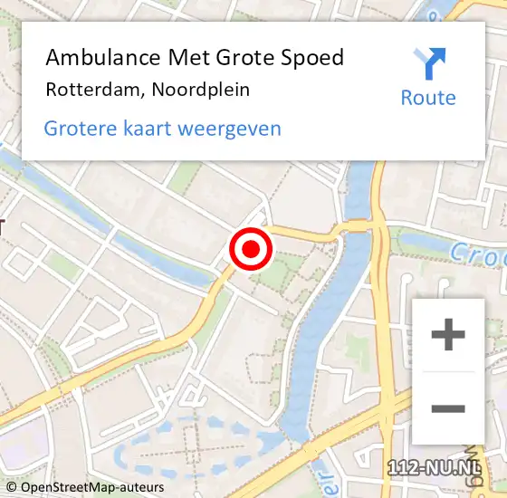 Locatie op kaart van de 112 melding: Ambulance Met Grote Spoed Naar Rotterdam, Noordplein op 4 april 2024 15:57
