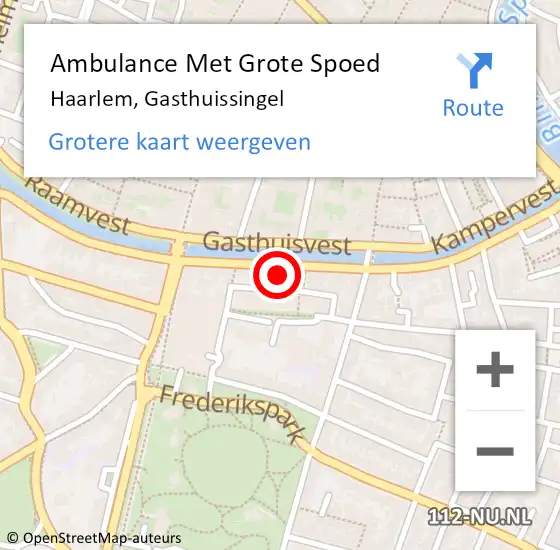 Locatie op kaart van de 112 melding: Ambulance Met Grote Spoed Naar Haarlem, Gasthuissingel op 4 april 2024 15:58