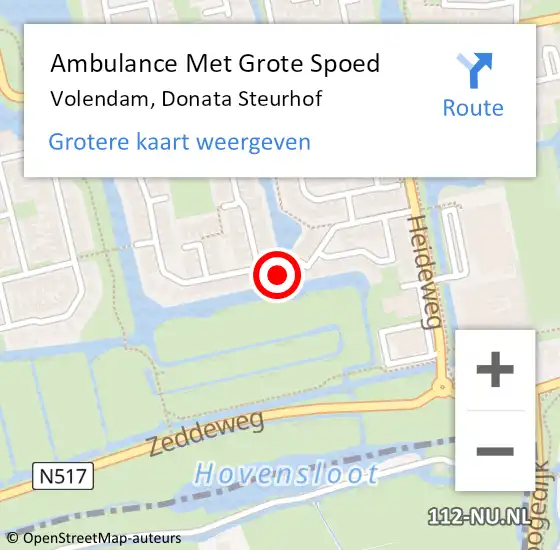 Locatie op kaart van de 112 melding: Ambulance Met Grote Spoed Naar Volendam, Donata Steurhof op 4 april 2024 16:03